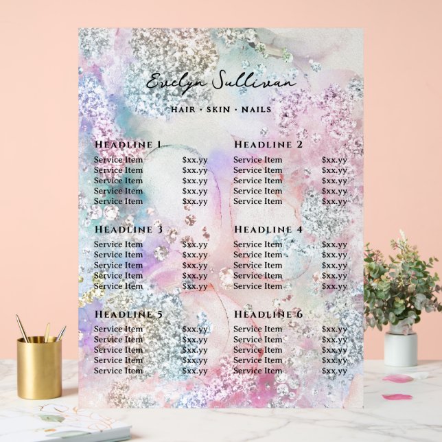 Panneau En Acrylique Tarif Parties scintillant Aquarelle Faux Iridescen (Mariage)