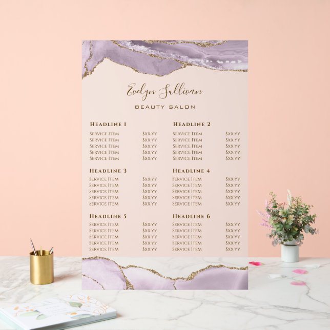 Panneau En Acrylique Tarifs d'Agate Dusty Lilac (Mariage)
