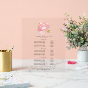 Panneau En Acrylique Tarifs et services de rose rose blush aquarelle ch