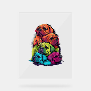 Panneau En Acrylique Tas de chiens Puggle fiers LGBT Colorés