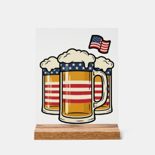 Panneau En Acrylique Tasse à bière patriotique design vectoriel vintage