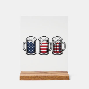Panneau En Acrylique Tasses à bière patriotiques Vintage Vector Design