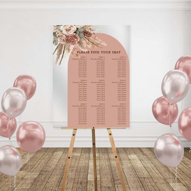 Panneau En Acrylique Taupe pampas grass wedding seating chart (Créateur téléchargé)