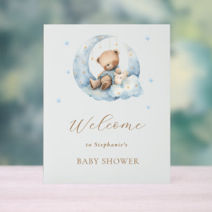 Panneau En Acrylique Teddy Bear Lune sur le Baby shower de la Lune