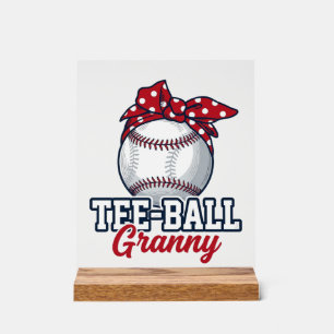 Panneau En Acrylique Tee Ball Mamie Baseball Bow Vintage Shirt_1