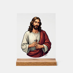 Panneau En Acrylique Tee-shirt Jésus charpentier Mark gravure vintage 2