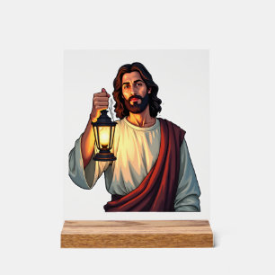 Panneau En Acrylique Tee-shirt Jésus Lanterne silencieuse Gravure vinta
