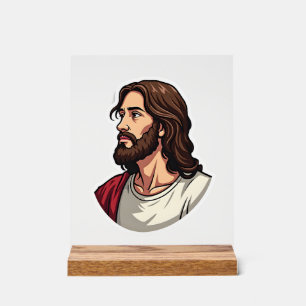 Panneau En Acrylique Tee-shirt vintage gravure profil de Jésus 2