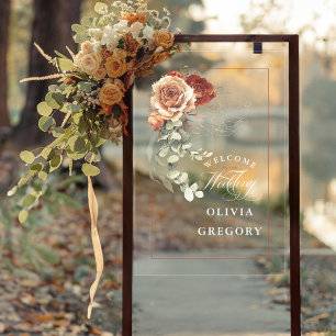 Panneau En Acrylique Terracotta Floral Boho Mariage Bienvenue