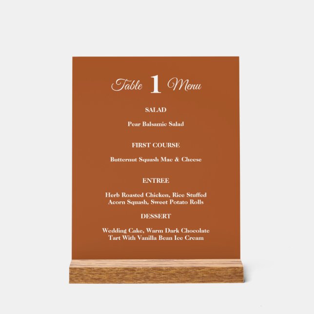 Panneau En Acrylique Terracotta moderne Brunt Orange Mariage de automne (Recto)