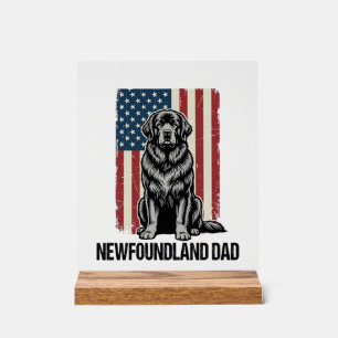 Panneau En Acrylique Terre-Neuve Papa Chien Patriotique Vintage