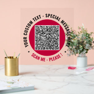 Panneau En Acrylique Texte personnalisé Votre code QR Signal acrylique