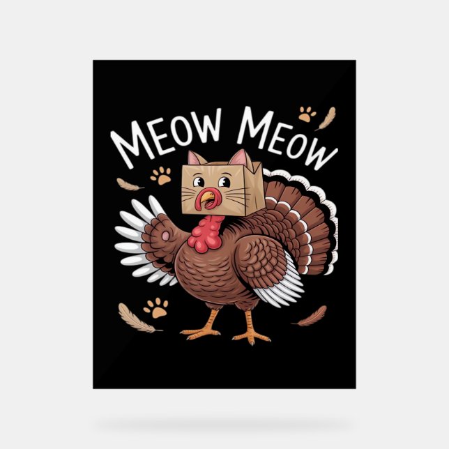 Panneau En Acrylique Thanksgiving Chat Funny Fake Chat Meow Thanksgivin (Recto)