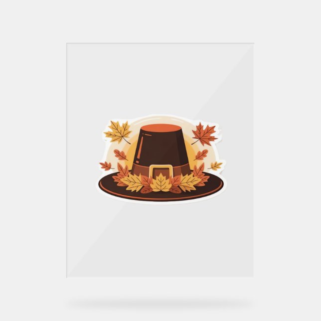 Panneau En Acrylique Thanksgiving Pilgrim Casquette - Automne Harvest D (Recto)