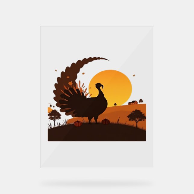Panneau En Acrylique Thanksgiving Turquie Silhouette - Sunset Harvest S (Recto)