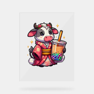 Panneau En Acrylique Thé à bulle de vache Japonais Kimono _1_1