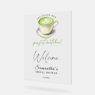 Panneau En Acrylique Thé matcha aquarelle Bienvenue à la baby shower de