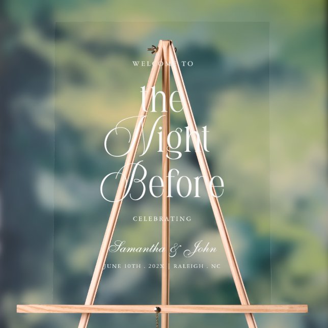 Panneau En Acrylique The Night Before Rehearsal Dinner Welcome Sign (Neutre)