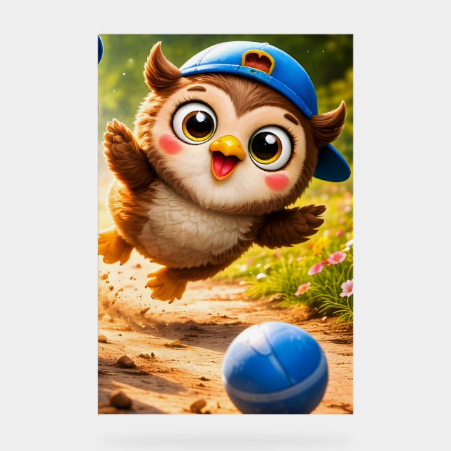 Panneau En Acrylique The owl playtime vibrant vertical nursery wall pos (Recto)