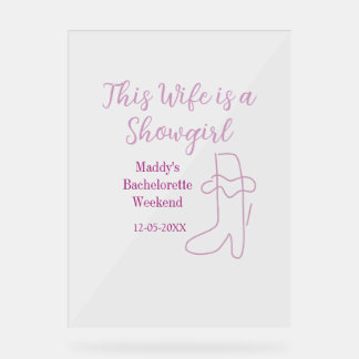 Panneau En Acrylique this wife is a showgirl bachelorette party purple 