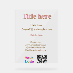 Panneau En Acrylique titre scanner QR contact logo ici lieu date entrep