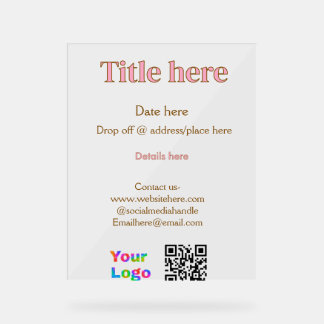 Panneau En Acrylique titre scanner QR contact logo ici lieu date entrep