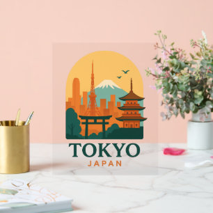 Panneau En Acrylique Tokyo Japon Souvenir de Voyage Minimaliste Moderne