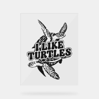 Panneau En Acrylique Tortue de mer J'aime les tortues