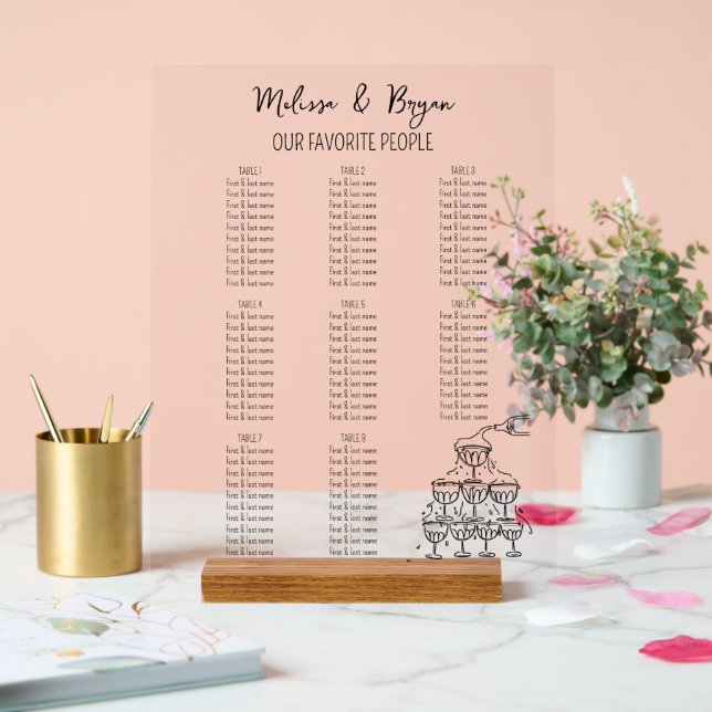 Panneau En Acrylique Tour Champagne Mariage petit siège (Mariage)