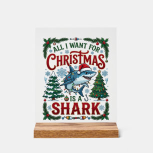 Panneau En Acrylique Tous veulent des arbres de Noël Shark