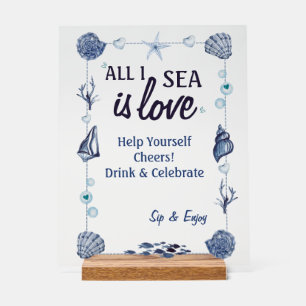 Panneau En Acrylique Tout ce que je vois est l'amour Baby Shower Aquare