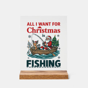 Panneau En Acrylique Tout ce que Noël veut est un bateau de pêche au Pè