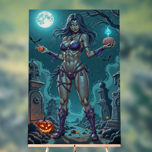 Panneau En Acrylique Traite d'Halloween ou ami Zombie w Cerveau (Neutre)