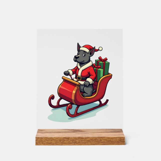 Panneau En Acrylique Trajet en Pitbull Père Noël (Recto)