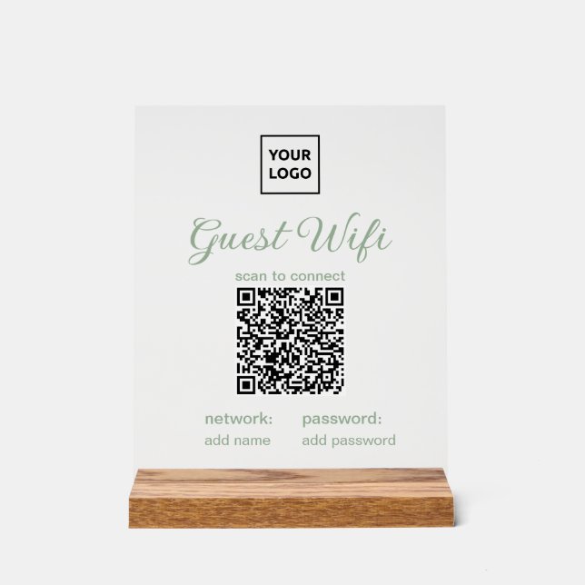 Panneau En Acrylique Transparent Guest WiFi Sign with QR Code  (Recto)
