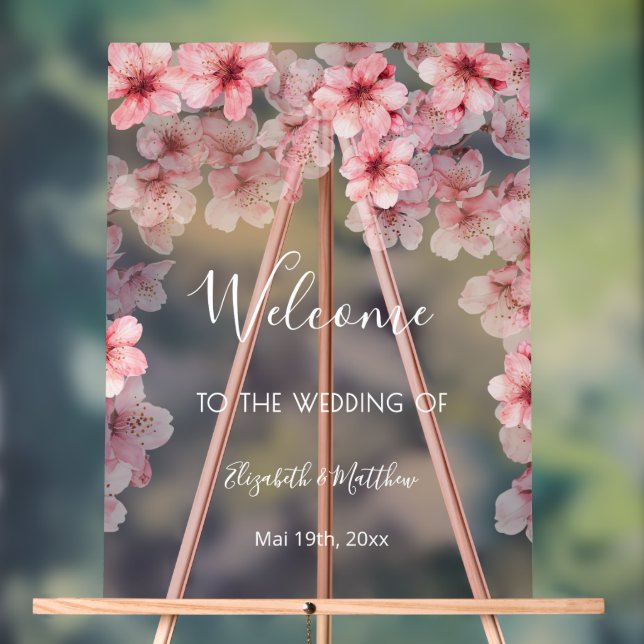 Panneau En Acrylique Transparent Watercolor Cherry Blossom (Neutre)