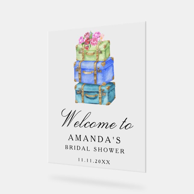 Panneau En Acrylique Travel bridal shower welcome sign (Angle)
