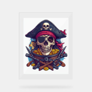 Panneau En Acrylique Trésor du crâne de pirate