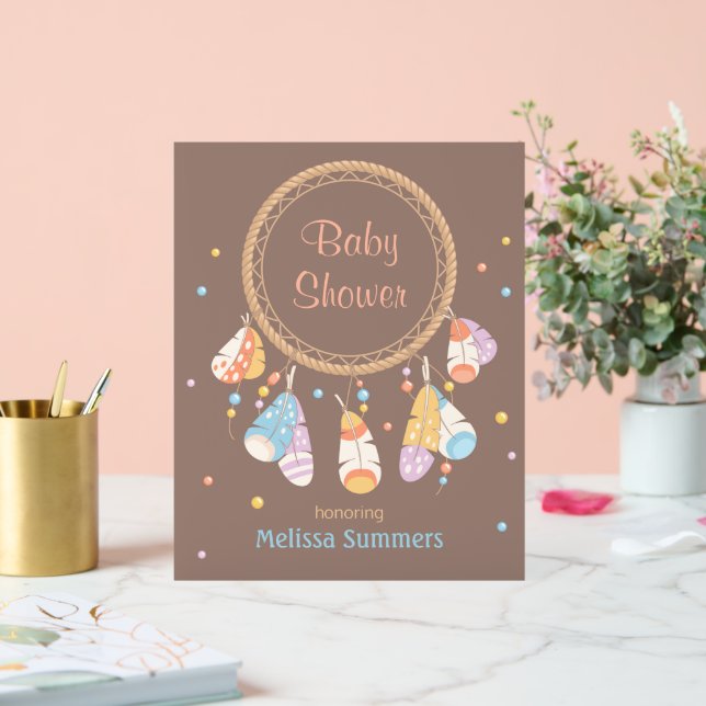 Panneau En Acrylique Tribal Dreamcatcher Boho Baby shower Brown (Mariage)