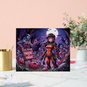 Panneau En Acrylique Trick or Treat Halloween Zombies Distribuant des C