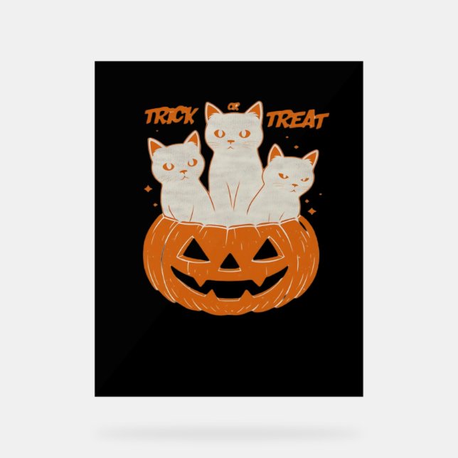 Panneau En Acrylique Trick ou Treat cats Classic T-Shirt (Recto)