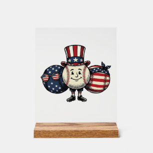 Panneau En Acrylique Trio de baseball patriotique Vintage Vector Shirt_