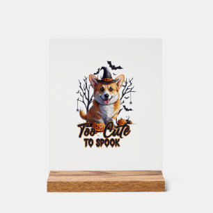 Panneau En Acrylique Trop mignon pour effrayer Funny Halloween Dog Corg
