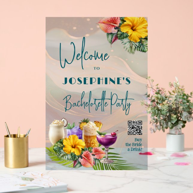 Panneau En Acrylique Tropical Dracks Bachelorette Party (Mariage)