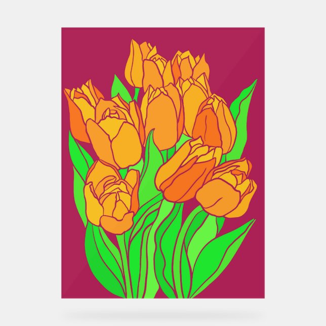 Panneau En Acrylique Tulipes orange (Recto)