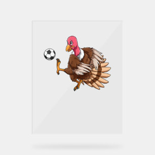 Panneau En Acrylique Turquie Football Thanksgiving Turquie Jouer Au Foo