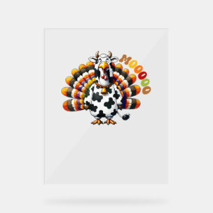 Panneau En Acrylique Turquie Moo Thanksgiving Cow Turquie Humour Funny 