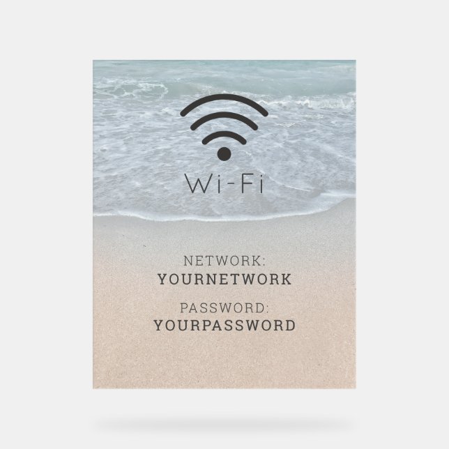 Panneau En Acrylique Turquoise Blue Ocean Beach Wi-Fi (Recto)