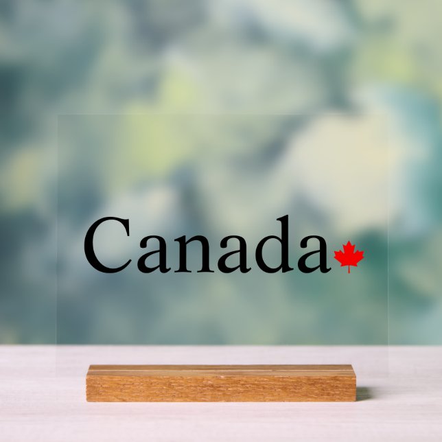 Panneau En Acrylique Typographie canadienne à la feuille d'érable rouge (Neutre)