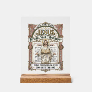 Panneau En Acrylique Typographie de la page de l'hymne de Jésus Page de